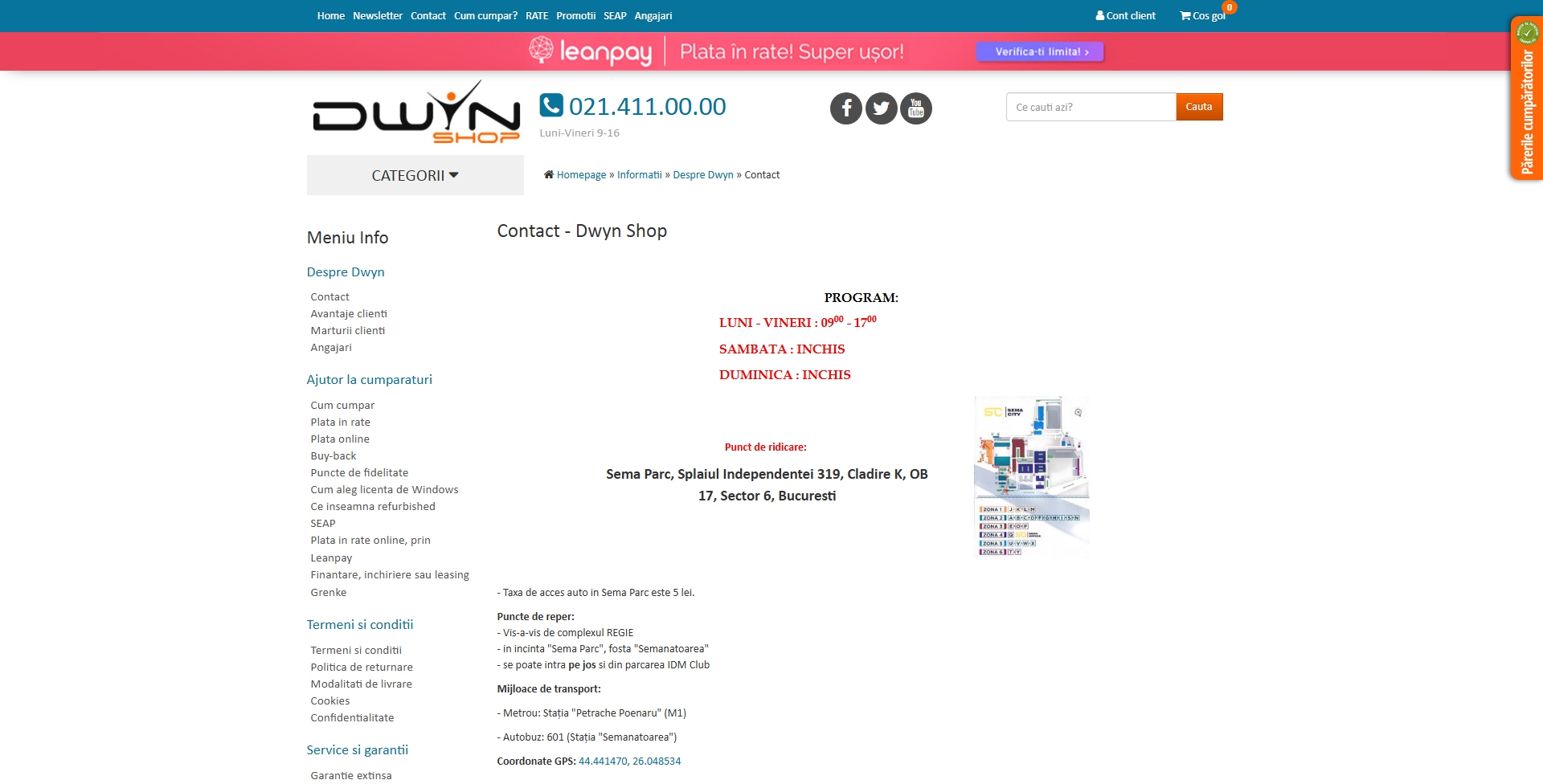 Dwyn Shop Contact, Telefon, Servicii clienti
