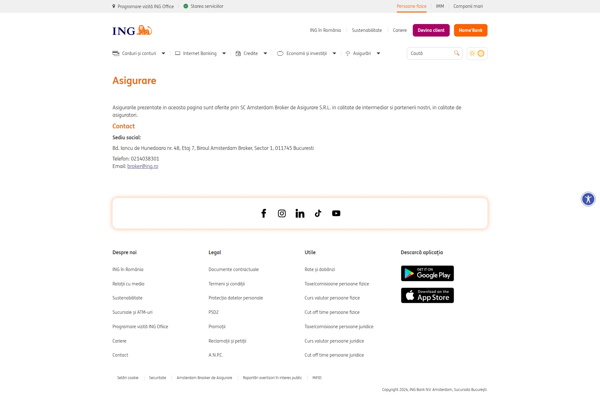 ING Romania Contact, Telefon, Servicii clienti