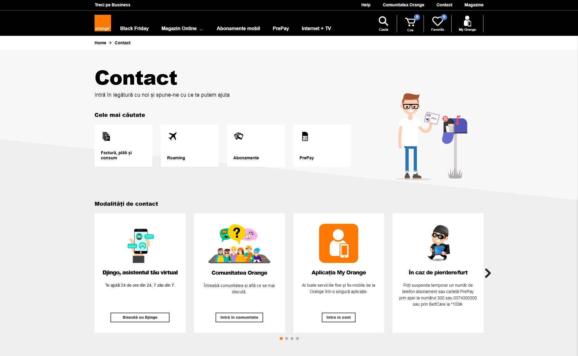 Orange Contact, Telefon, Servicii clienti