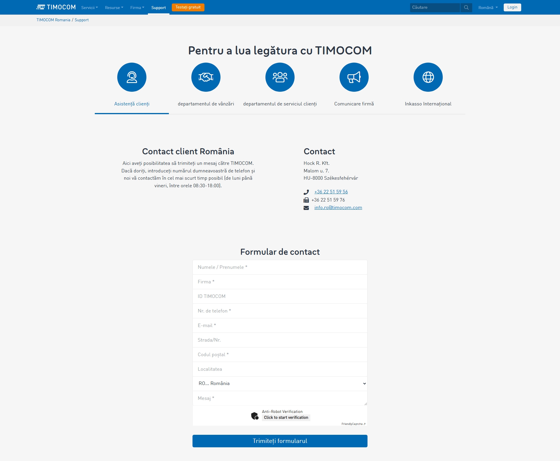 Timocom Contact, Telefon, Servicii clienti