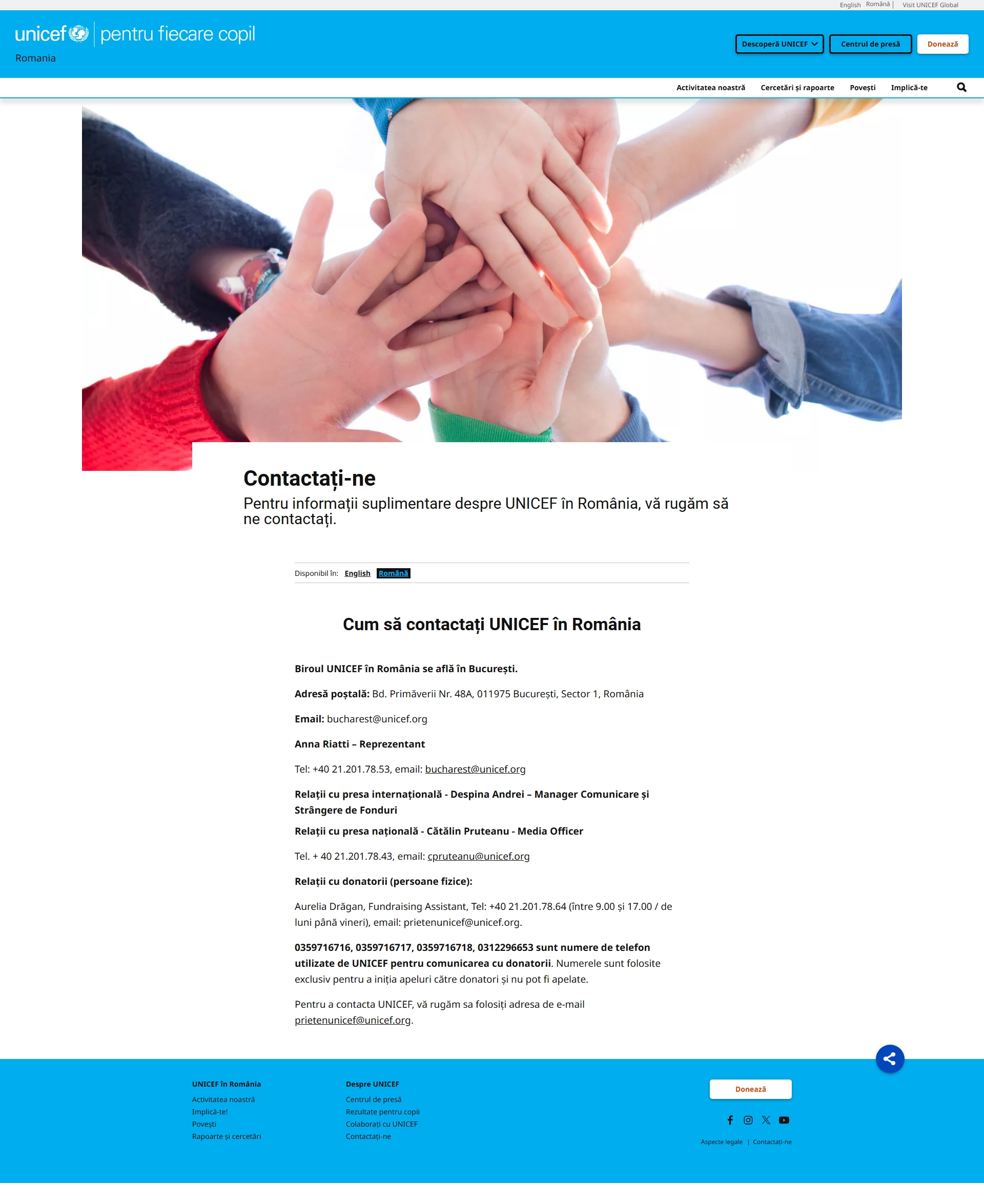 Unicef Contact, Telefon, Servicii clienti